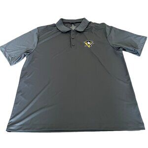 Elevate Men's Large Pittsburg Penguins Gray Short Sleeve Polo